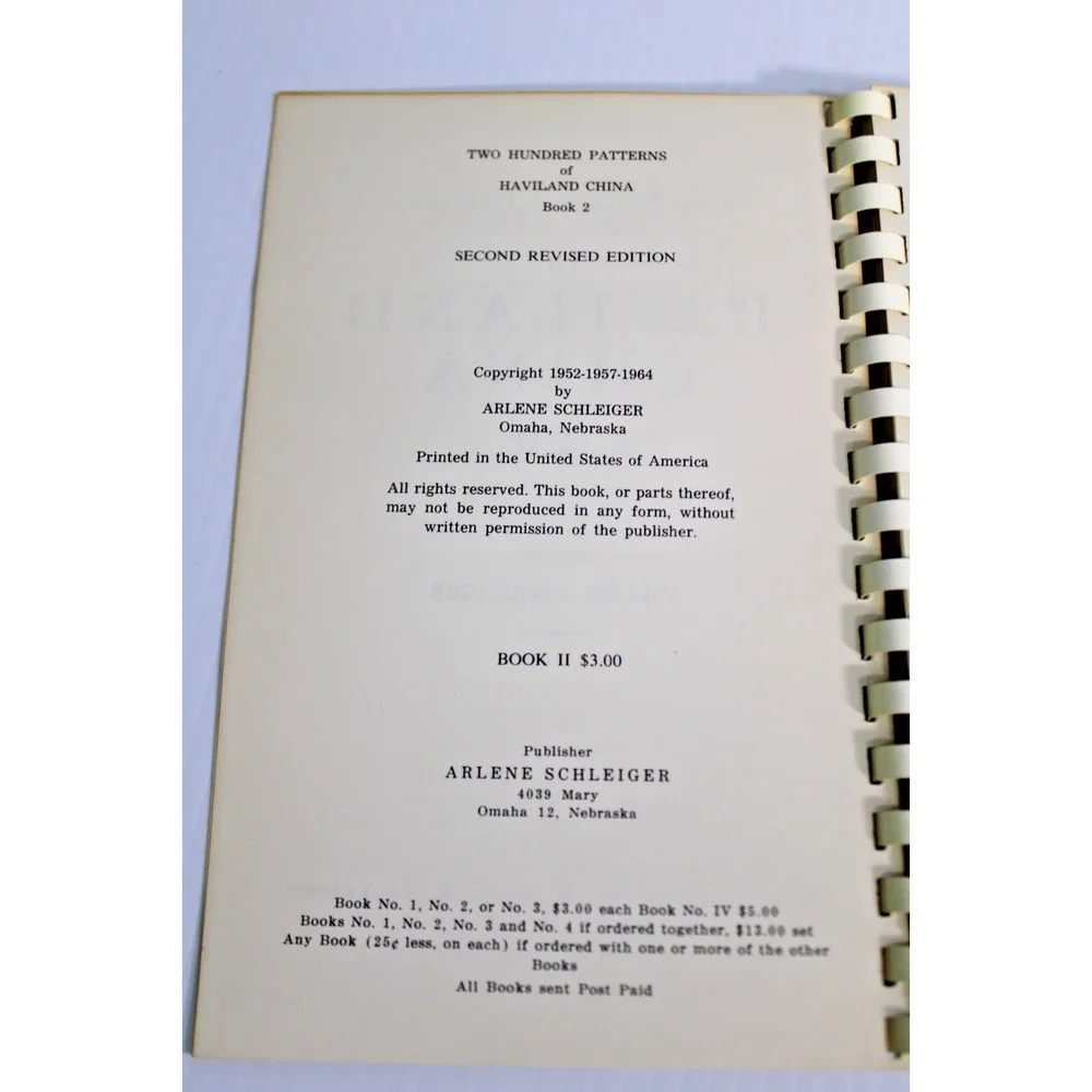 Two Hundred Patterns Haviland China Book Two Arlene Schleiger 1952 Reference